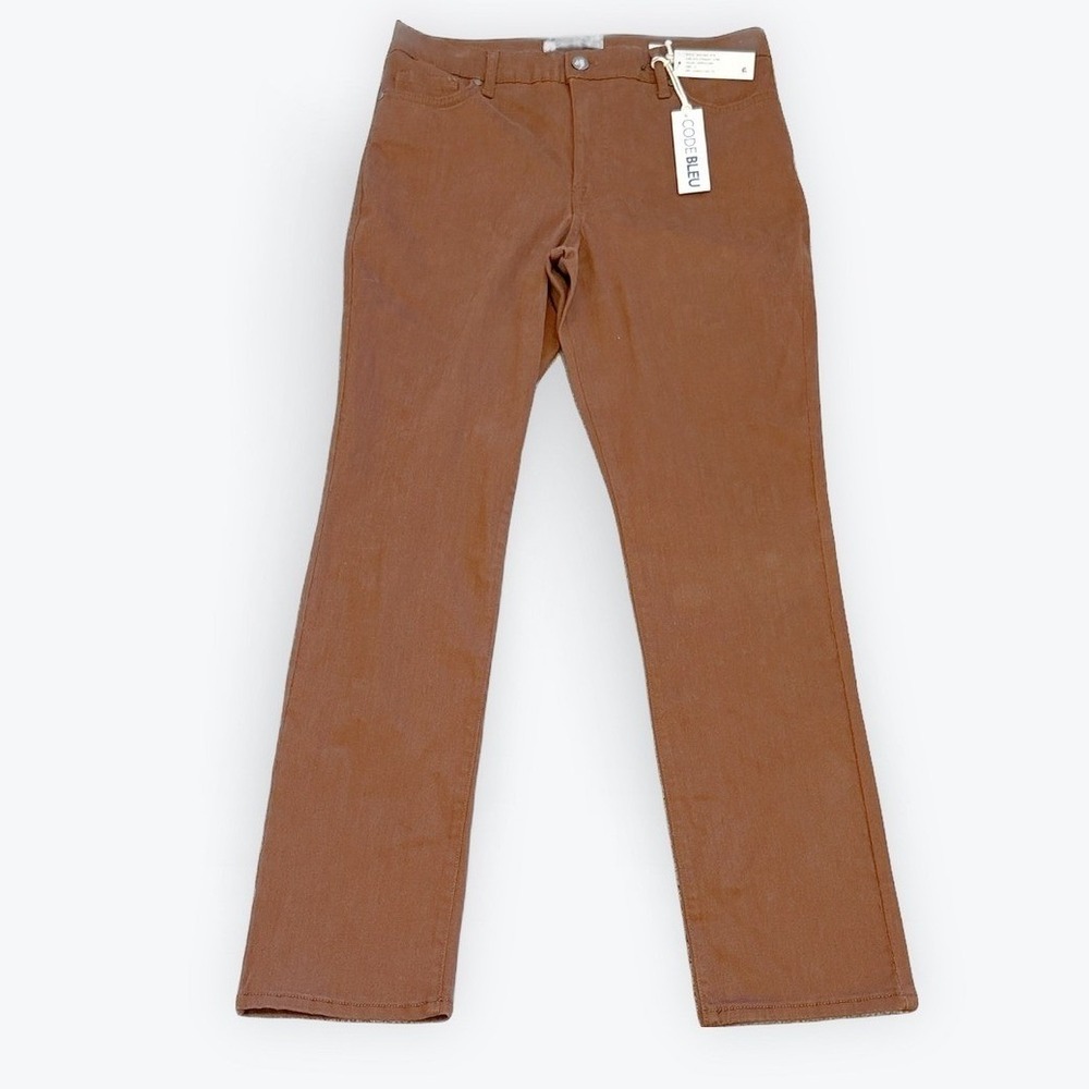 Code Bleu Chelsea Classic Straight Leg Pants Brown Cappuccino Womens 12 NWT